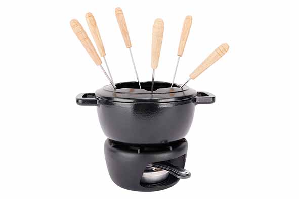 cosy & trendy FONTESTIC FONDUESET BLACK D18CM GIETIJZER MET 6 VORKJES