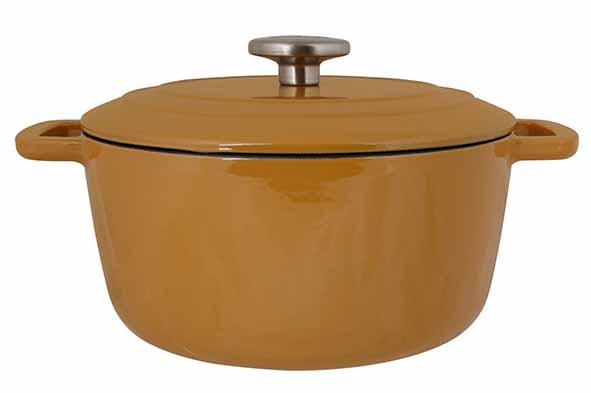 Cosy & Trendy FONTESTIC KOOKPOT AMBER GOLD D24XH11.6CM 4.6L GIETIJZER MET DEKSEL