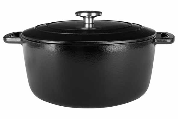 cosy & trendy FONTESTIC KOOKPOT BLACK D28XH13CM GIETIJZER MET DEKSEL