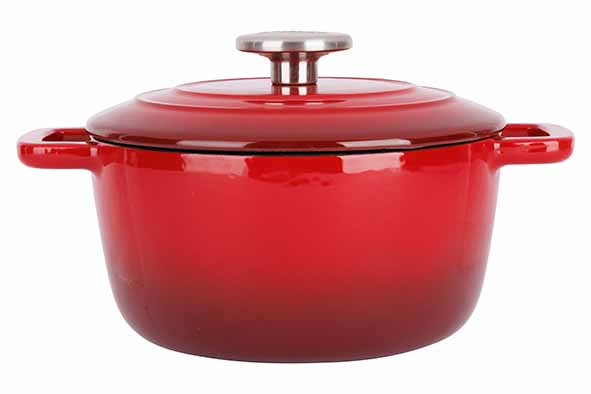 cosy & trendy FONTESTIC KOOKPOT TRADITIONAL RED D20CM XH10 5CM 2 7L GIETIJZER MET DEKSEL