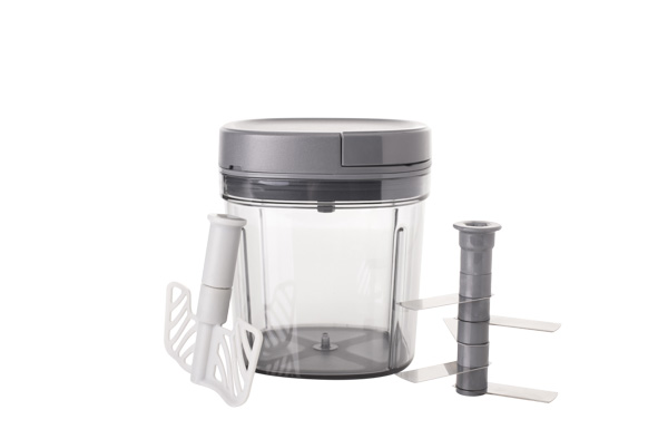 cosy & trendy FRESCO MULTIHAKKER GRIJS 0 9L D11 5 X12 7CM MET KLOPPER EN DEKSEL ON THE GO