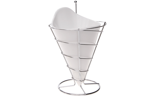 cosy & trendy FRIETZAK MET HOUDER D12XH23CM PORSELEIN