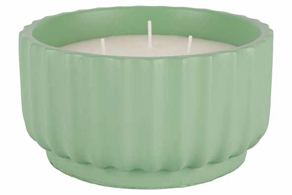 Cosy & Trendy GEURKAARS 3 WICKS GROEN 14X14XH7 5CM RON D CEMENT 25H