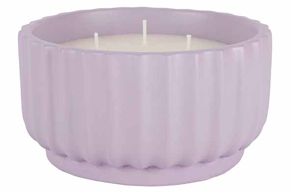 Cosy & Trendy GEURKAARS 3 WICKS LILA 14X14XH7 5CM ROND 25H CEMENT
