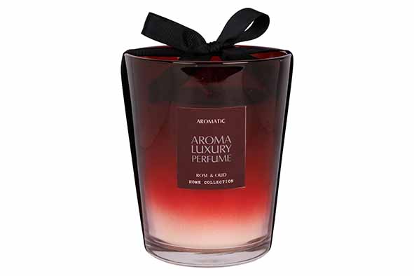 Cosy & Trendy GEURKAARS ROSE OAK 540G BORDEAUX 11X11XH 11CM GLAS 85H 1WICK 85H