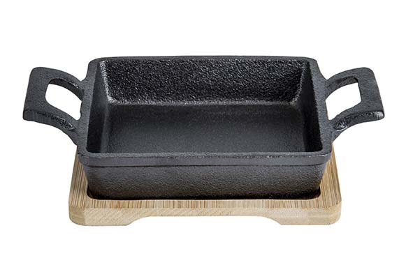 cosy & trendy GIETIJZER GRATINSCHAAL VIERKANT 13X13XH3 COATED - BAMBOO TRAY