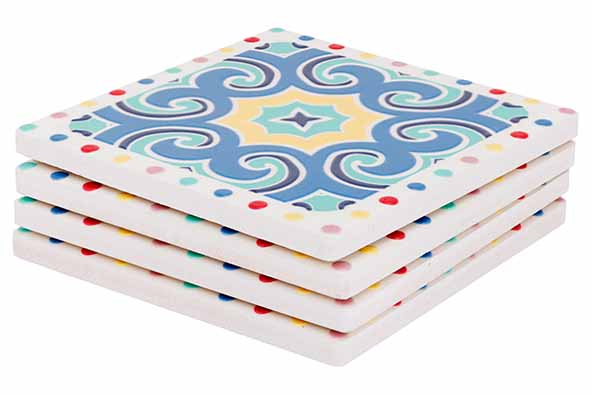 cosy & trendy GLASONDERZETTER VIERKANT 10X10CM SET4 STONEWARE