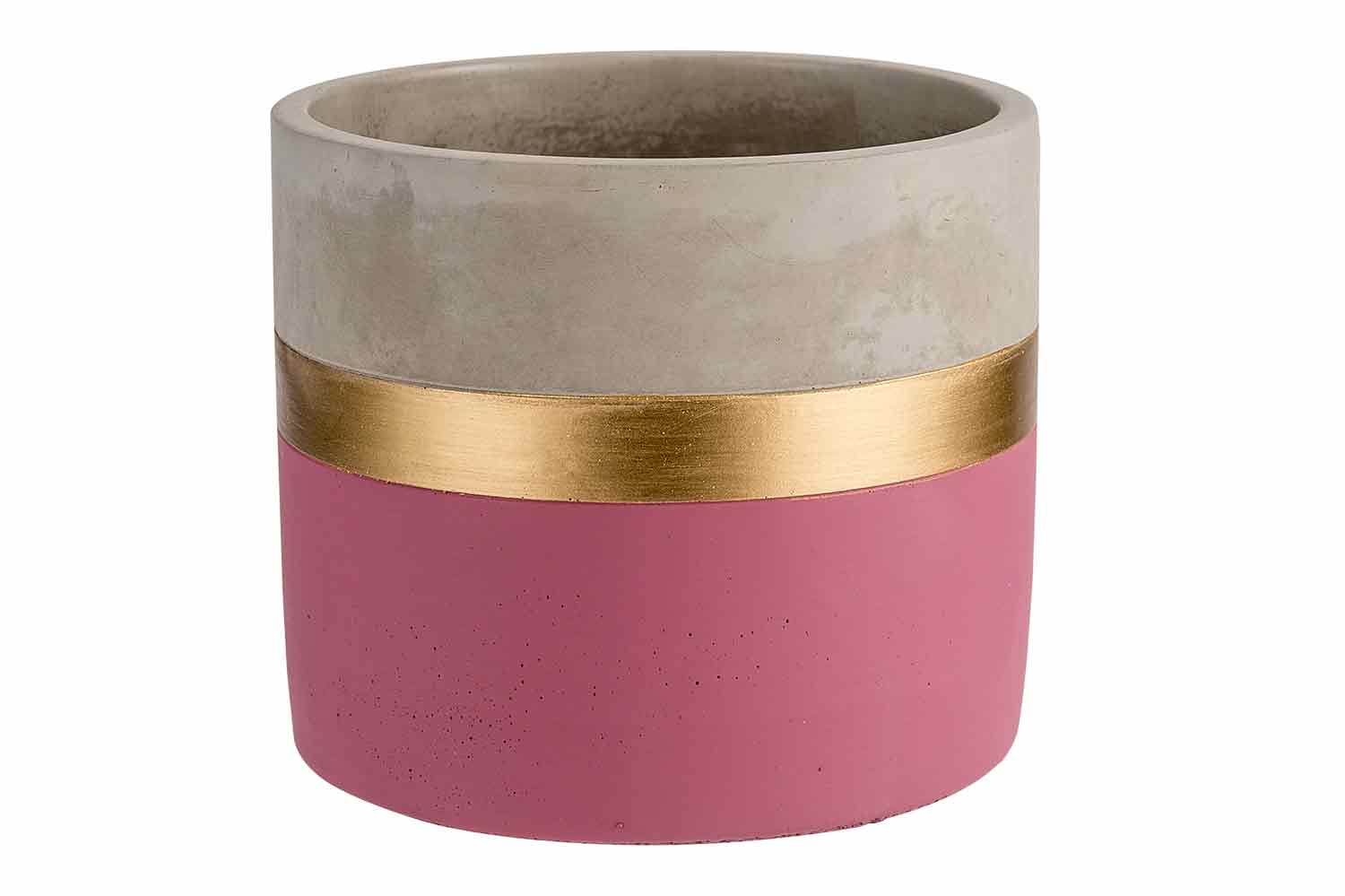 cosy & trendy GOLD BLOEMPOT METTALIC LINE OUD ROZE 13 8X13 8XH11 5CM CILINDRISCH CEMENT