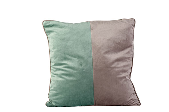 cosy & trendy KUSSEN VELVET GREIGE GROEN 45X45XH10CM P OLYESTER