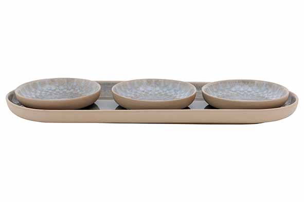 cosy & trendy LEONE APEROSET 4PCS - OVAAL BORD 27X10 5 CM + 3 SCHAALTJES D8CM