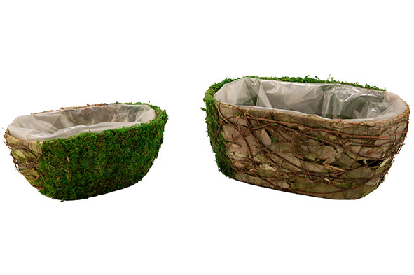 cosy & trendy MAND SET2 RATTAN-GRASS 20X12X9CM NATUUR 27X17XH11CM OVAAL