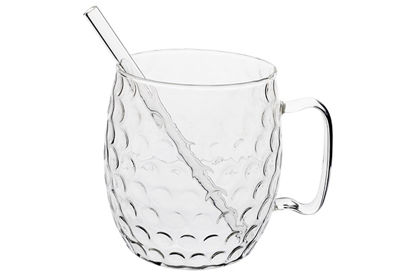 Cosy & Trendy MOSCOW MULE GLASS HAMMERTONE SET2 TRANSPARANT INCL. 2 ECO RIETJES