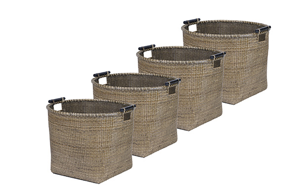 cosy & trendy OPBERGMAND SET4 RIET D35XH35CM D39XH35.5 D42.5XH37.5CM D47XH37.5CM