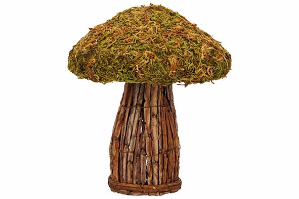 Cosy & Trendy PADDENSTOEL BRANCHES MOSS BRUIN 20X20XH2 2CM HOUT