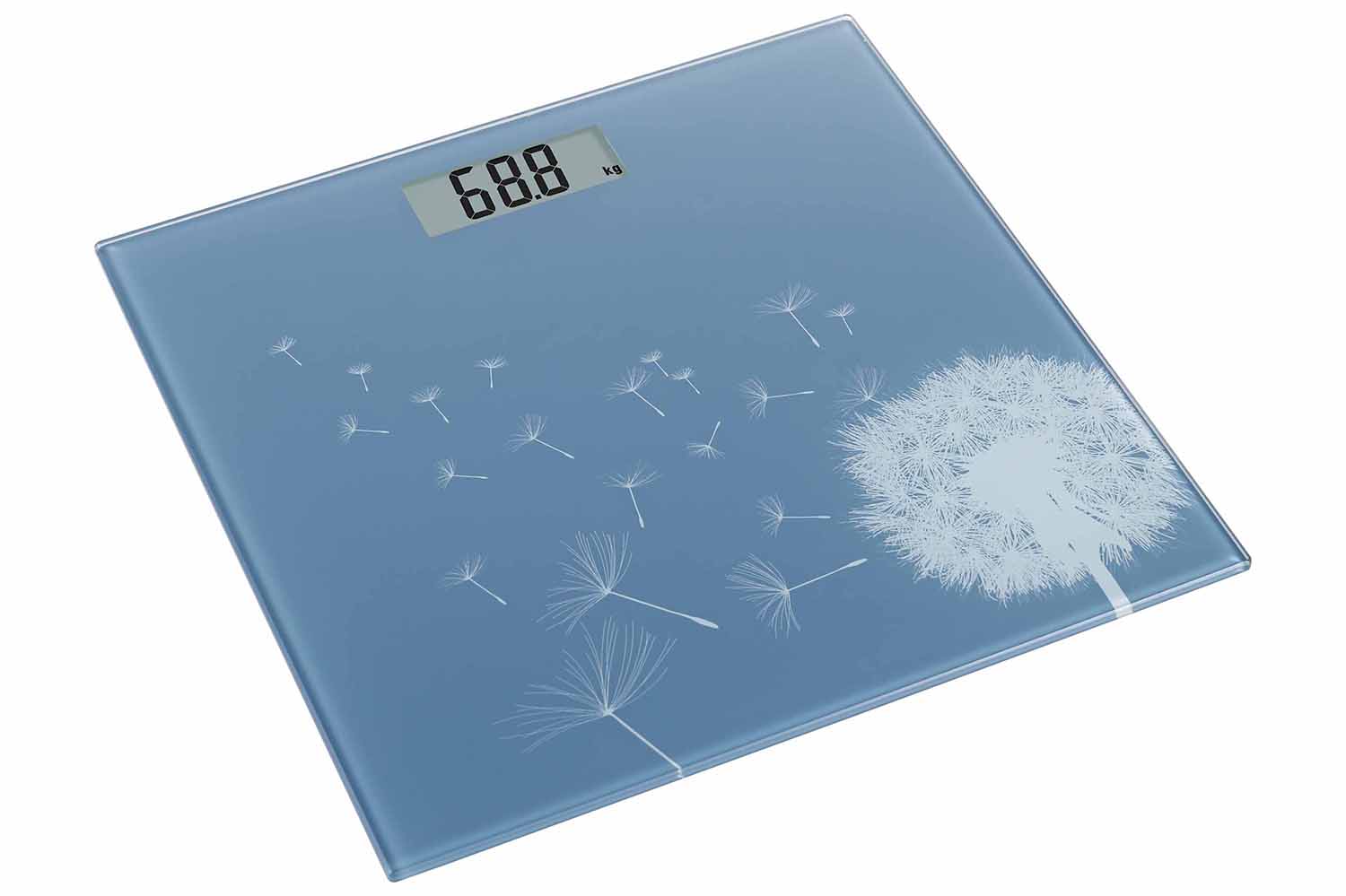 cosy & trendy PERSONENWEEGSCHAAL BLAUW 28 5X28 5XH2 1C M VIERKANT GLAS MAX 180KG 1X3V INCL