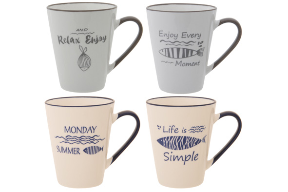 cosy & trendy PESCI BEKER 30CL D8 7XH10 5CM 4 ASS 30CL ROND CONISCH