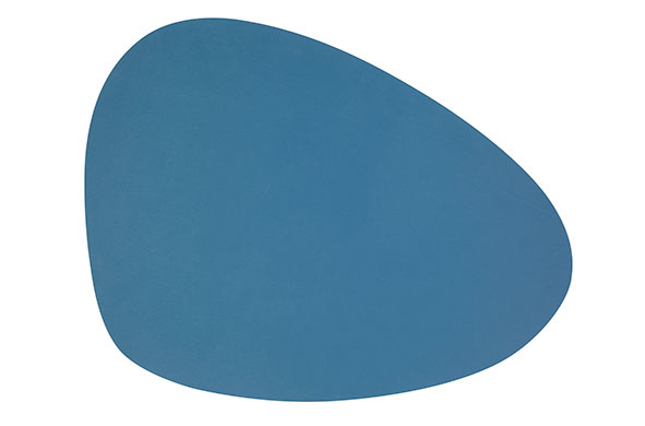 cosy & trendy PLACEMAT LEDER BLAUW EI-VORMIG ORGANISCH 41X30CM