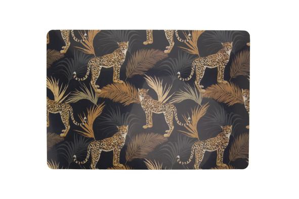 cosy & trendy PLACEMAT ZWART JACHTLUIPAARD 43.5X28.5CM RECHTHOEK
