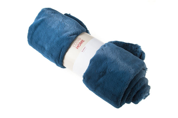 cosy & trendy PLAID PETROLEUM BLAUW WOL 140X160CM WI TH BELT