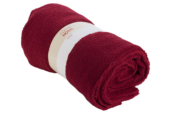 cosy & trendy PLAID WOOL DONKERROOD 160X140XH 5CM TEXT IEL