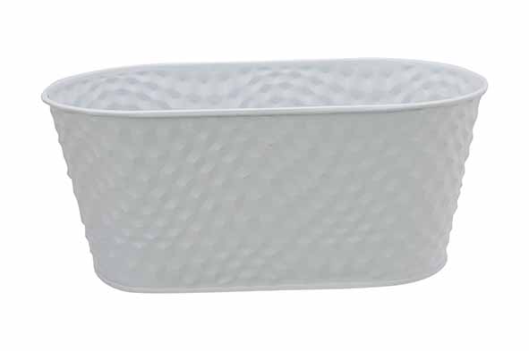 cosy & trendy PLANTENBAK BRICK WIT 29X24XH12 5CM OVAAL METAAL