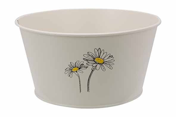 cosy & trendy PLANTENBAK DAISY CREME 19 5X15XH10CM RON D METAAL