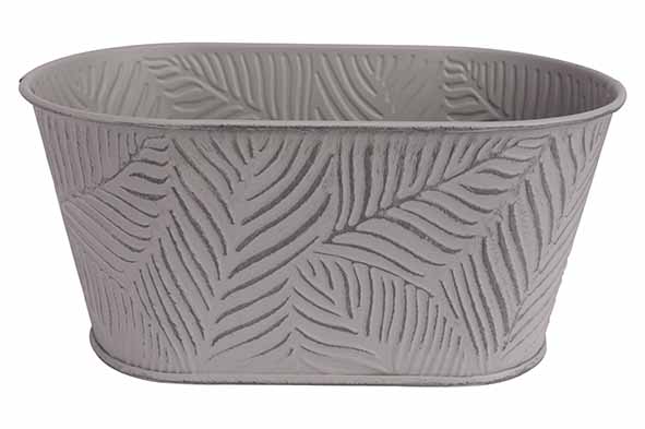 cosy & trendy PLANTENBAK LEAVES GRIJS 22 7X18XH10 7CM OVAAL METAAL