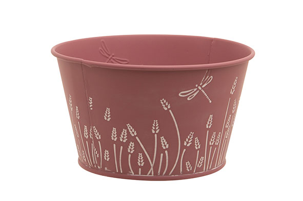 cosy & trendy PLANTENBAK SPRING WHITE WASH ROZE 15 5X1 1 5XH9 2CM ROND METAAL