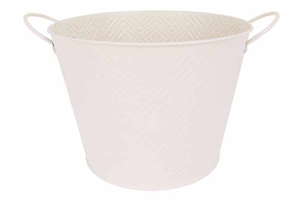 cosy & trendy PLANTENBAK STYLISH 2 HANDLES CREME 28X20 8XH20 7CM ROND CONISCH METAAL