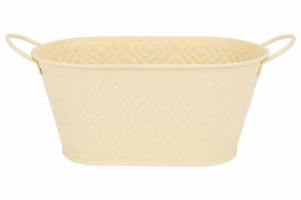 cosy & trendy PLANTENBAK STYLISH 2 HANDLES GEEL 22 7X1 8XH10 7CM OVAAL METAAL