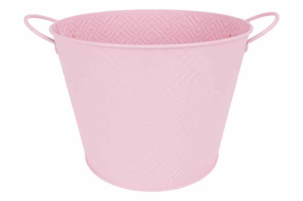 cosy & trendy PLANTENBAK STYLISH 2 HANDLES ROZE 28X20 8XH20 7CM ROND CONISCH METAAL