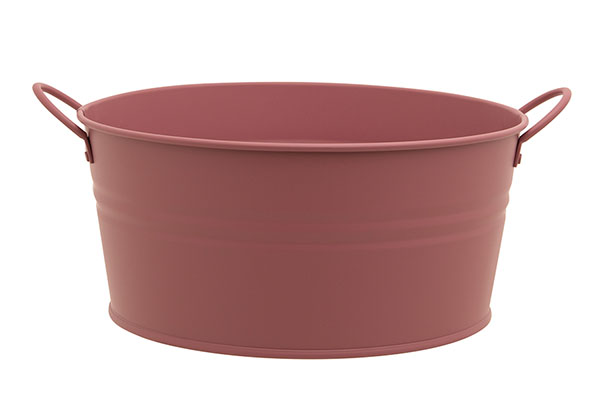 cosy & trendy PLANTENBAK URBAN 2 HANDLES ROZE 22X18 7X H10 6CM ROND CONISCH METAAL