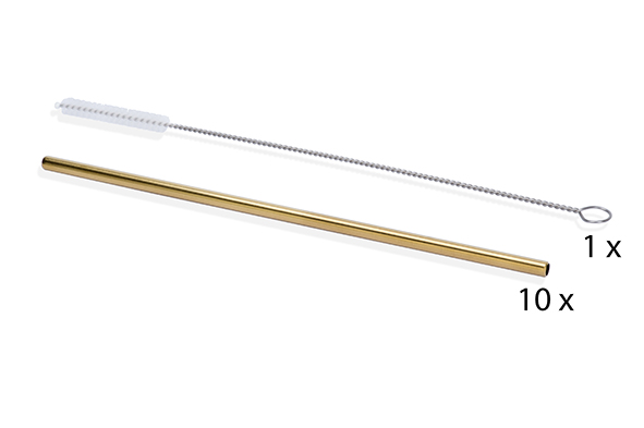 cosy & trendy RIETJES RVS RECHT GOUD S10 21.4CM + BORSTEL
