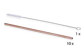 cosy & trendy RIETJES RVS RECHT KOPER SET10 21 4CM + BORSTEL 24CM