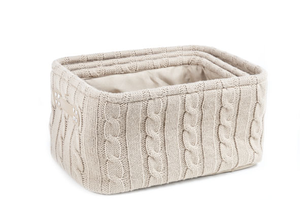 cosy & trendy S3 OPBERGMAND RH BRUIN 36X26XH20CM 33X23XH18CM - 30X20XH16CM GEBREID