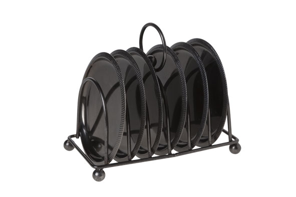 cosy & trendy S7 HOUDER MET 6 ONDERZETTERS ZWART 10CM