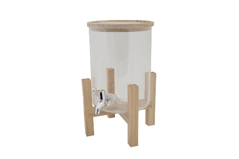 cosy & trendy SAPDISPENSER D15XH32CM 3L DEKSEL HOUT IN HOUTEN STAANDER