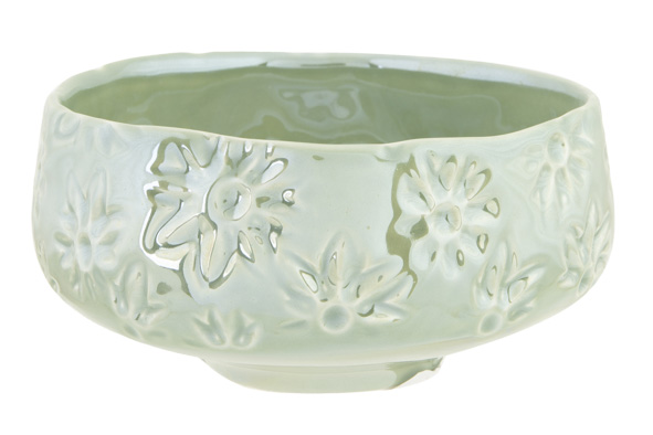 cosy & trendy SCHAAL FLOWERS LUSTRE FINISH GRIJSGROEN 16X16XH8CM ROND AARDEWERK