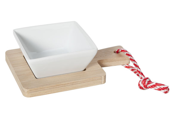 cosy & trendy SCHAALTJE OP BAMBOO DIENBLAD 14X10X3.5CM SCHAALTJE 8X8CH3.5CM