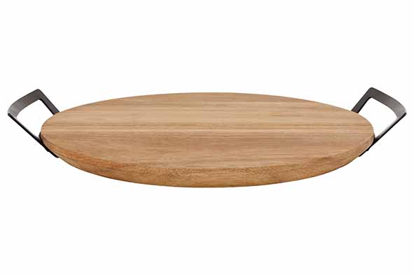 cosy & trendy SERVEERPLANK ROND ACACIA D30CM MET HANDVATEN