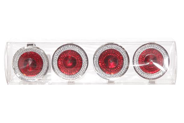 cosy & trendy SERVETRING DIAMANT ROND SET4 ZILVER 4X4 RESINE ROOD
