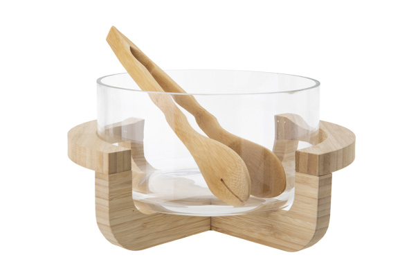 cosy & trendy SLAKOM GLAS D23XH10.5CM+HOUDER HOUT&TANG HOUDER 29X23XH10CM - TANG L30X5CM