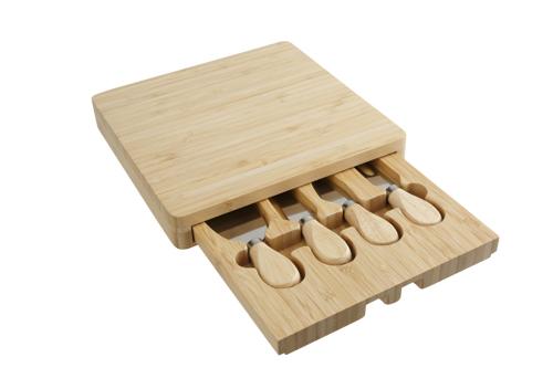 cosy & trendy SNIJPLANK MET KAASSNIJ SET 23X23XH3 5CM BAMBOE