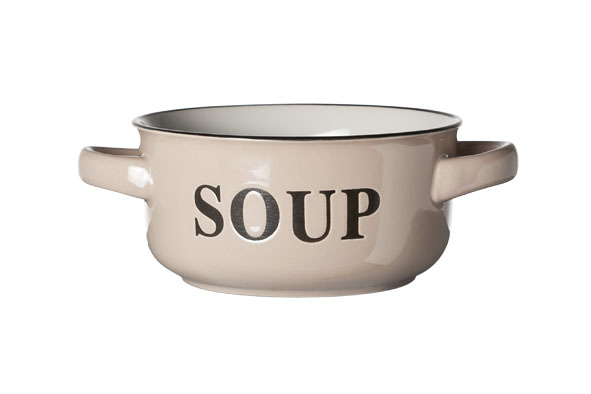 cosy & trendy SOEP KOMMETJE CREAM D13.5XH6.5CM MET TEKST SOUP- HANDVATEN 47CL