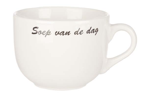cosy & trendy SOEPTAS WIT D10 5XH8 5CM TEKST SOEP VAN DE DAG 50CL