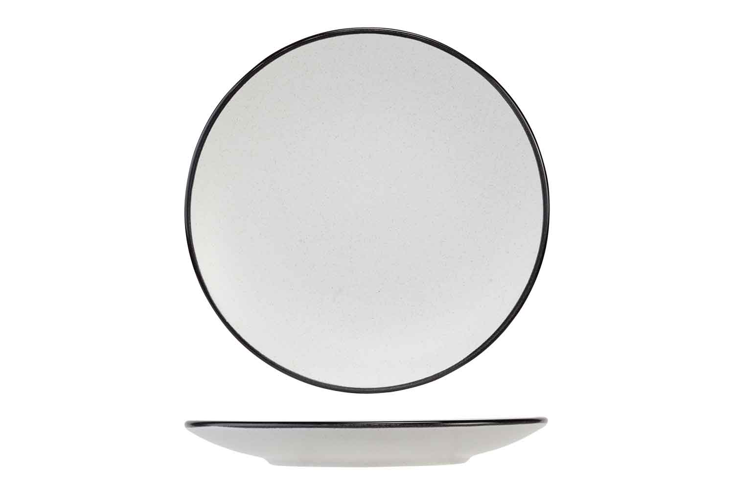 cosy & trendy SPECKLE 2 WHITE DESSERTBORD D19.5XH2.5CM ZWARTE BOORD