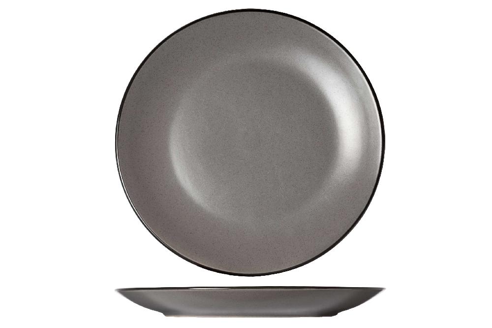 cosy & trendy SPECKLE GREY PLAT BORD D27CM ZWARTE BOORD
