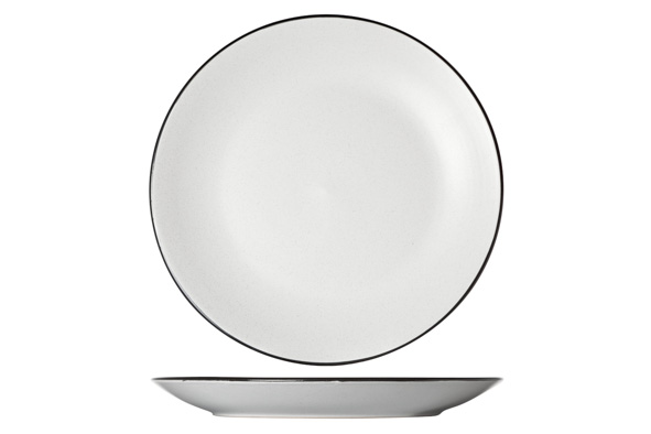 cosy & trendy SPECKLE WHITE PLAT BORD D27CM ZWARTE BOORD