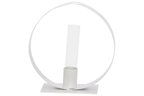 cosy & trendy STAANDER 1X GLASS TUBE D2.5-H12CM WIT 17 X7XH17CM ROND METAAL