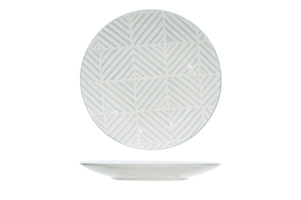 cosy & trendy SUMMERTIMEVALE LICHTBLAUWESTREEP DESSERT BORD 21 CM